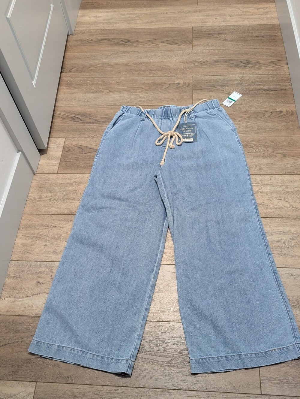 Democracy Light Blue Wide-Leg Denim Drawstring Jeans